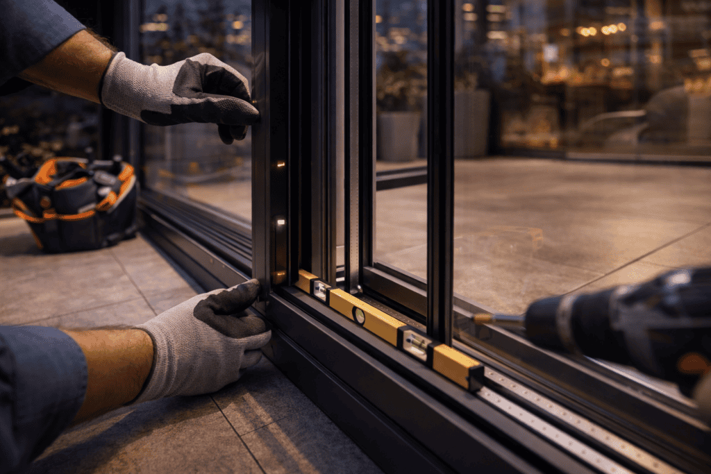 Sistem de închidere glisantă pentru uși și ferestre, asigurând siguranță și funcționalitate optimă.