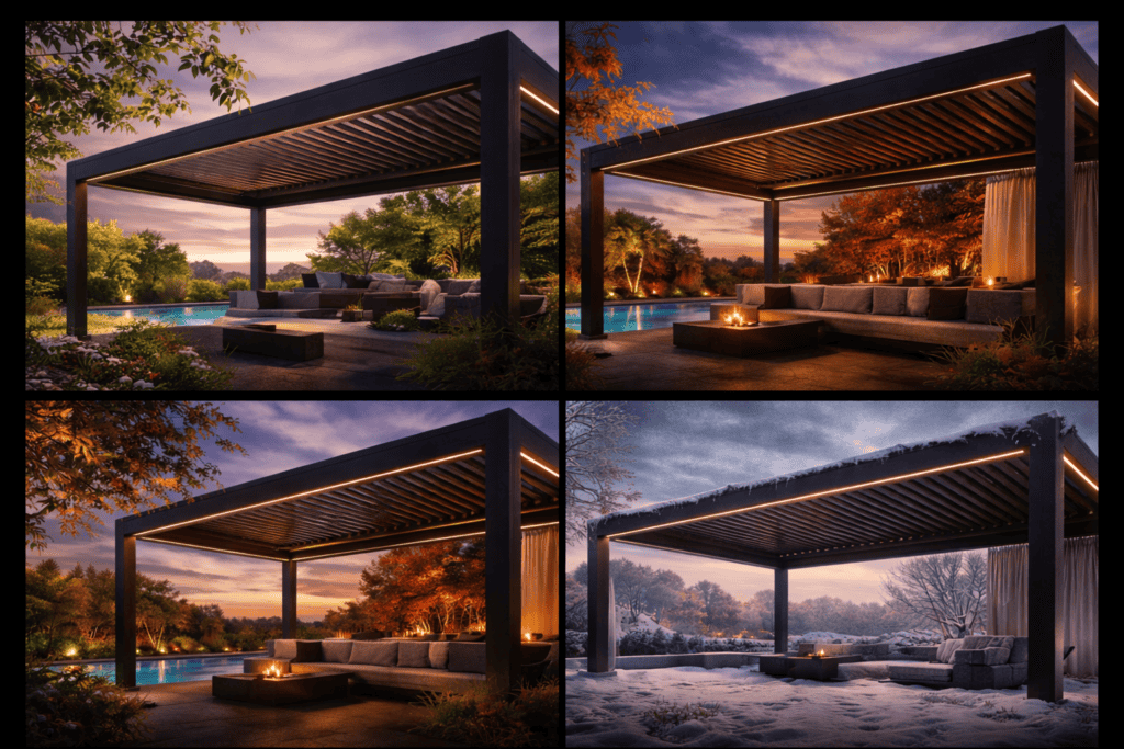 Pergolă bioclimatică pentru relaxare și confort în orice sezon.