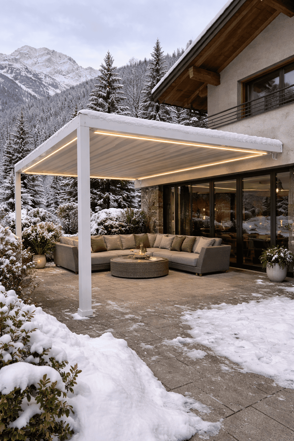 Pergolă retractabilă PVC pentru protecție și confort în exterior.