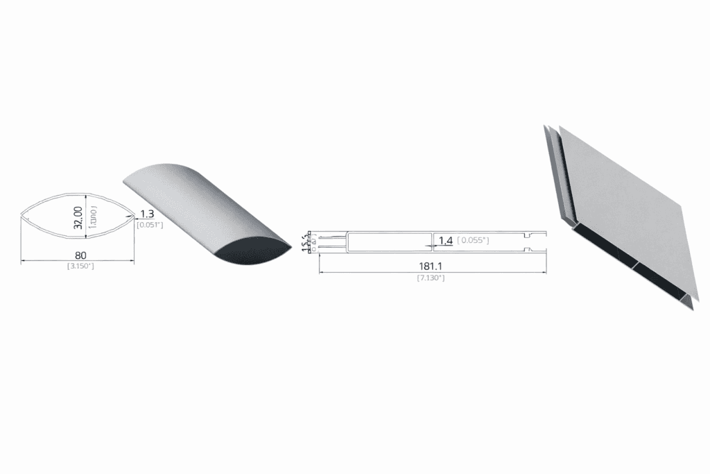 Profil de aluminiu pentru garduri și porți, cu dimensiuni exacte și finisaj de calitate superioară.