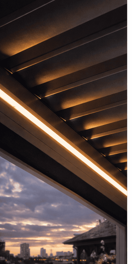 Imagine cu o pergolă retractabilă din PVC, ideală pentru terase și spații exterioare.