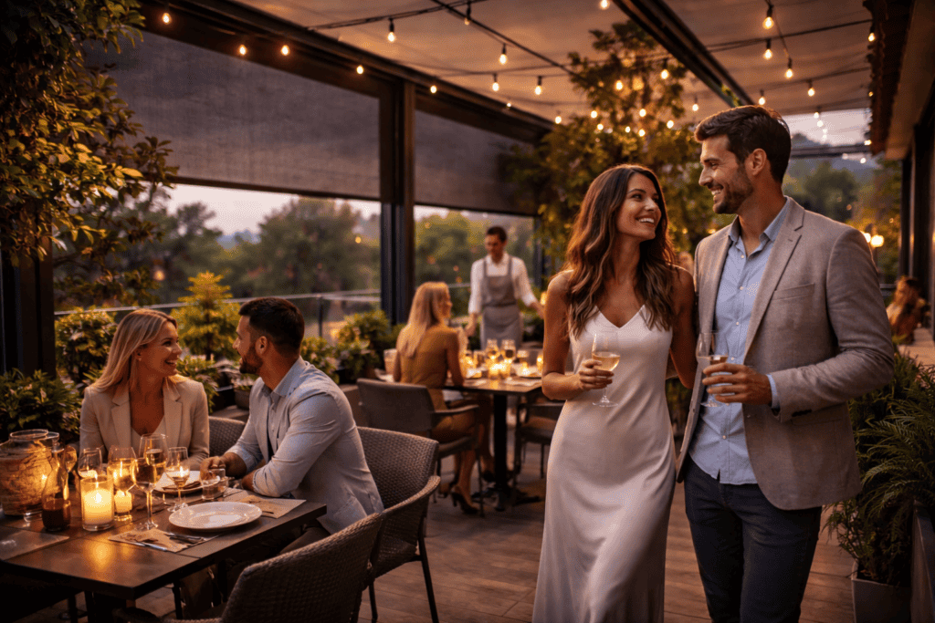 Sistem de umbrire pentru terase, protecție solară și confort în exterior.